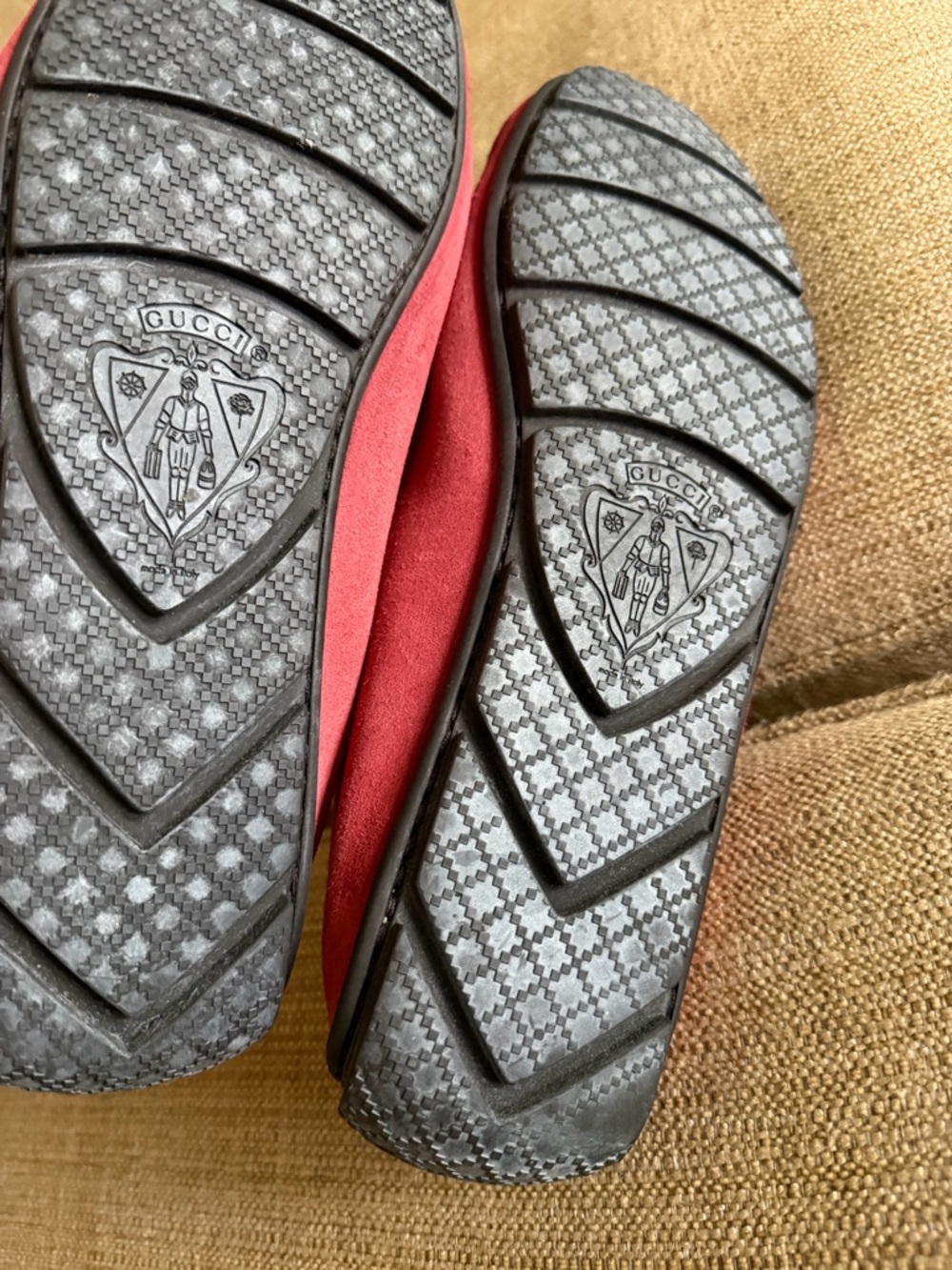 Gucci Red Suede Horsebit Loafers - Picture 7 of 7